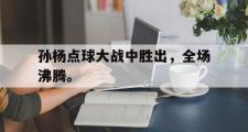 乐鱼-孙杨点球大战中胜出，全场沸腾。
